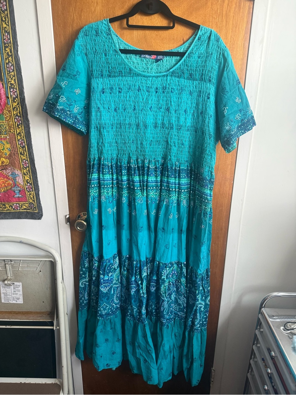VINTAGE Turquoise Boho Tiered Maxi Dress - Phool